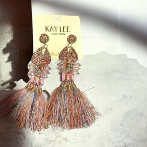 Kay Lee lobster Beaded Tassel Earrings